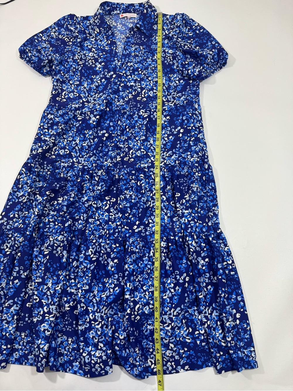 Jude Connally Portia Dress Blue Painterly Cheetah Beacon - Picture 8 of 8